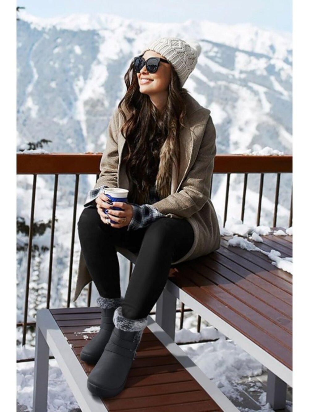 Women Snow Boots Waterproof: Fur Lined Warm Winter Ankle Booties